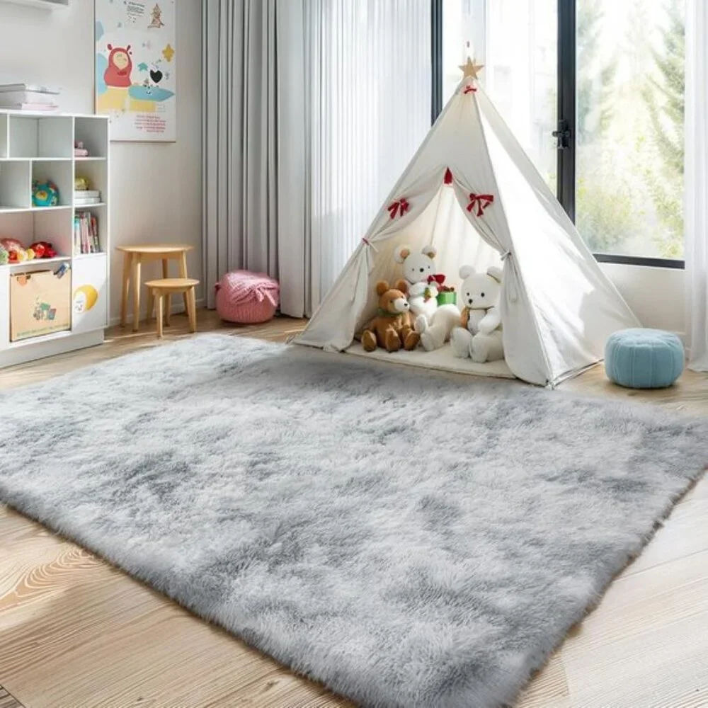 New 4x6 Fluffy Tie-Dyed Rug for Home or Room Decor, Soft Non-Slip Shaggy Carpet
